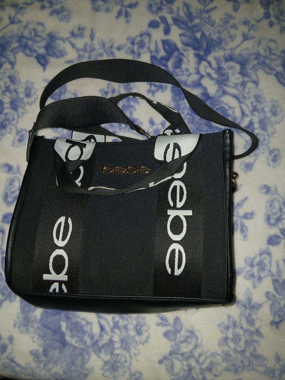 bebe Black Logo Shoulder Bag